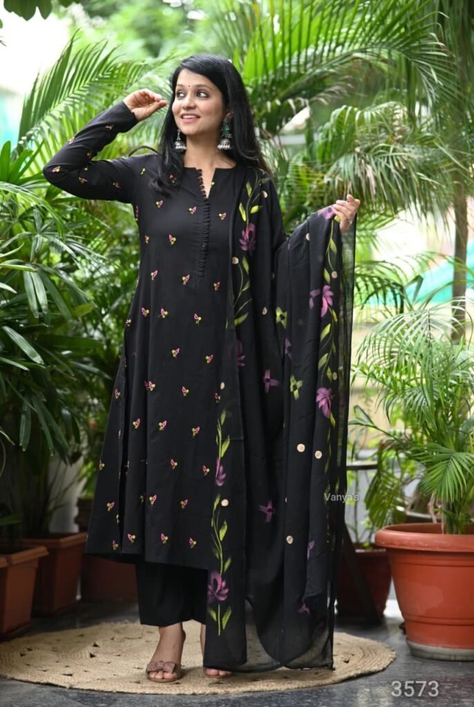 Black Salwar in Pure Mul Cotton 3573