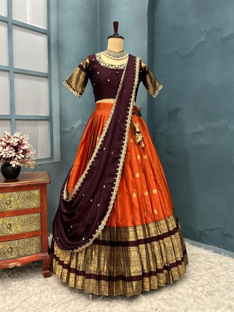 Rust Orange Half Sarees -2