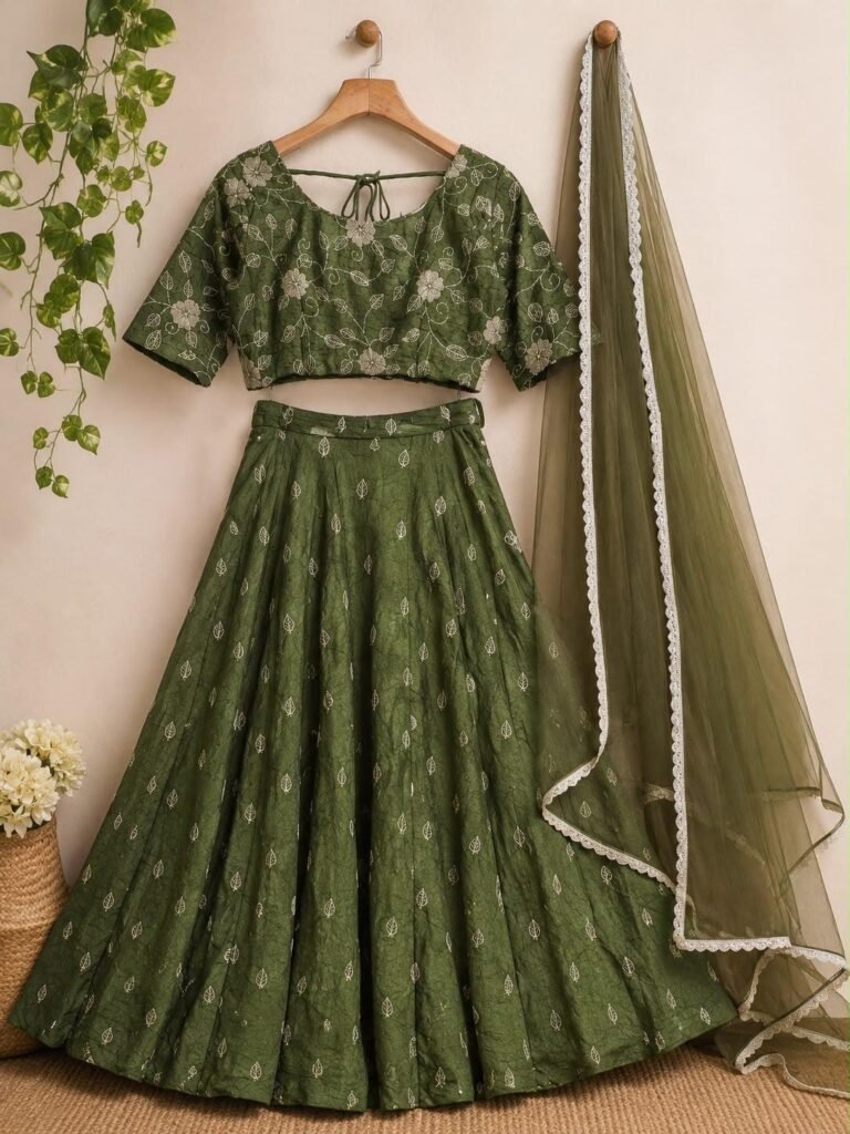 Mehendi Green Ready to Wear Lehenga